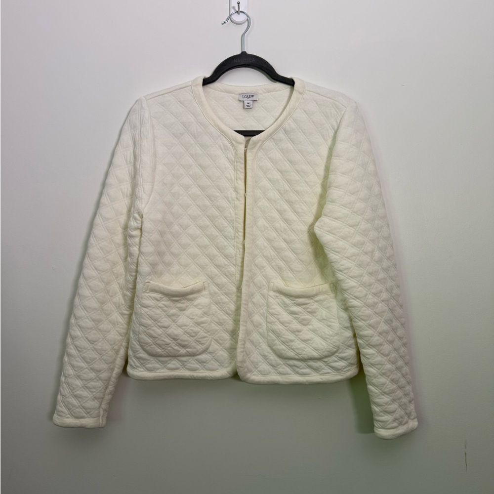 J. Crew Cream Teddy Jacket with Elegant Quilting